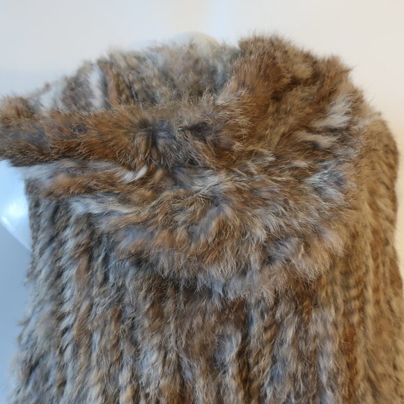 Womens Scoop NYC Brown Hooded Rabbit Fur Vest S - Picture 7 of 9